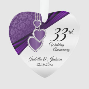 33rd Amethyst Purple Wedding Anniversary Keepsake Ornament
