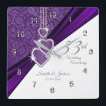 33rd Amethyst Purple Wedding Anniversary Keepsake Square Wall Clock<br><div class="desc">Personalise Clock. 33rd / 6th Amethyst Purple Wedding Anniversary Keepsake ready for you to personalise. This design works well for other events or occasions such as a birthday, wedding, years of service... or you can make it work for everyday use for your home or office by just adding your name,...</div>