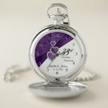 33rd Amethyst Wedding Anniversary Design Pocket Watch<br><div class="desc">Pocket Watch. 33rd Amethyst Wedding Anniversary Design. ⭐This Product is 100% Customisable. Graphics and/or text can be added, deleted, moved, resized, changed around, rotated, etc... ✔(just by clicking on the "EDIT DESIGN" area) ⭐99% of my designs in my store are done in layers. This makes it easy for you to...</div>