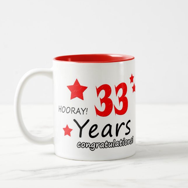 33rd anniversary, 33 Years Wedding Anniversaries Two-Tone Coffee Mug (Left)