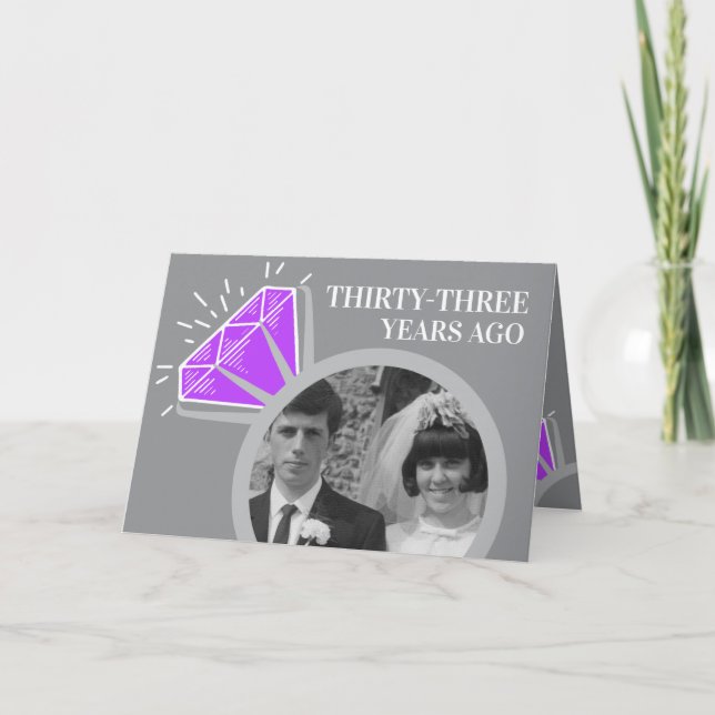 33rd anniversary Amethys ring now then photo Card (Front)