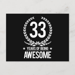 33rd Birthday (33 Years Of Being Awesome) Postcard