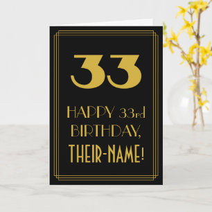 33rd Birthday – Art Deco Inspired Look "33" & Name Card