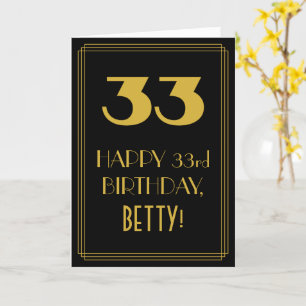 33rd Birthday ~ Art Deco Inspired Look "33" & Name Card