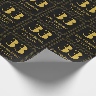 33rd Birthday ~ Art Deco Inspired Look "33", Name Wrapping Paper
