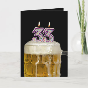 33rd Birthday Beer on black Card