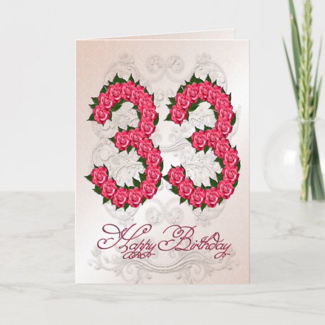 33rd birthday card with roses and leaves (Front)