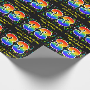 33rd Birthday: Colourful Music Symbols, Rainbow 33 Wrapping Paper