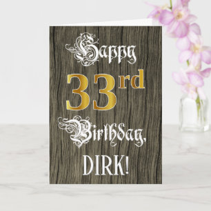 33rd Birthday: Faux Gold Look + Faux Wood Pattern Card