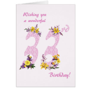 33rd Birthday Flower Decorated Numbers