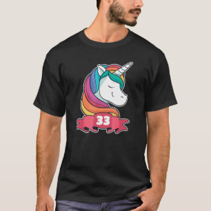 33rd Birthday For Girls Theme Unicorn Girl T-Shirt