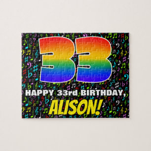 33rd Birthday — Fun, Colourful Music Symbols & “33 Jigsaw Puzzle