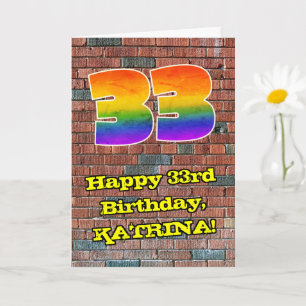 33rd Birthday: Fun Graffiti-Inspired Rainbow 33 Card