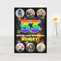 33rd Birthday: Fun Rainbow #, Custom Name & Photos