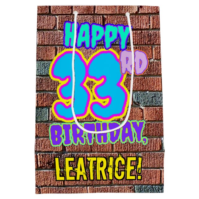 33rd Birthday: Fun, Urban Graffiti Inspired Look Medium Gift Bag (Back)
