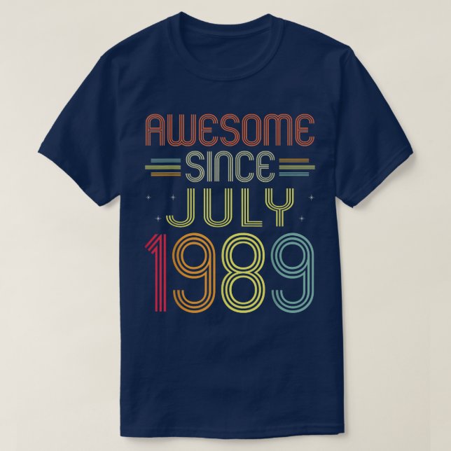 33rd Birthday Gifts Awesome Since July 1989 33 Yea T-Shirt (Design Front)