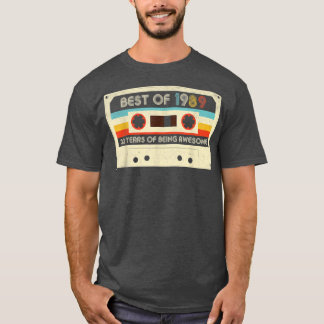 33rd Birthday Gifts Retro Vintage Best Of 1989 Cas T-Shirt