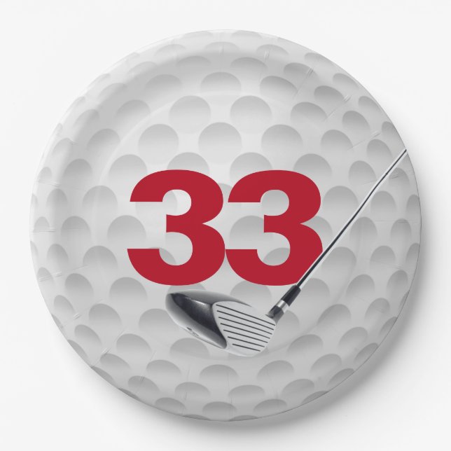 33rd Birthday Golf Ball Design  Paper Plate (Front)