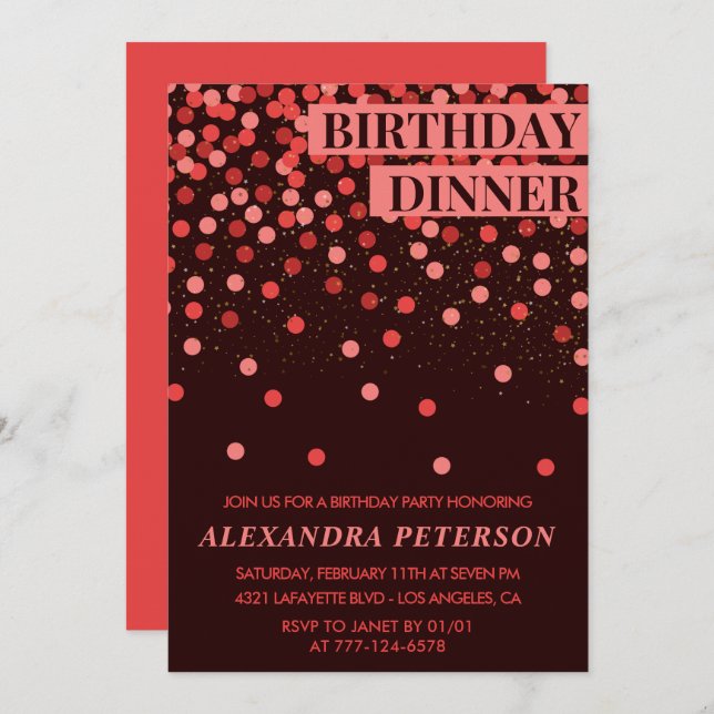 33rd birthday invitation Birthday dinner Confetti (Front/Back)