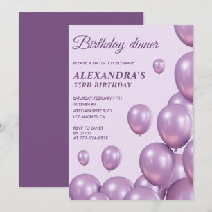 33rd birthday invitation Birthday dinner Purple