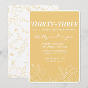 33rd birthday invitation Brunch Modern Yellow