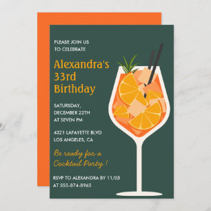 33rd birthday invitation Cocktail Elegant Modern