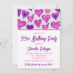 33rd birthday invitation Glam Pink Heart