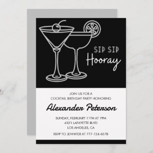 33rd birthday invitation Men Cocktail Black White