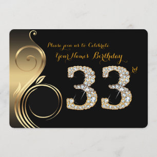 33rd,Birthday Invitation,Number Diamond,Photo Invitation
