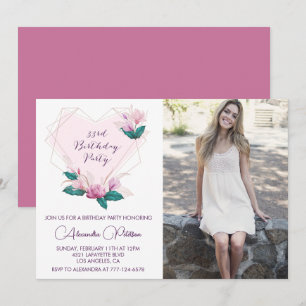33rd birthday invitation Photo Elegant Flower
