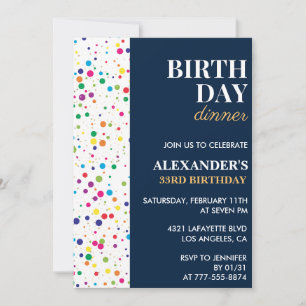 33rd birthday invitations Birthday dinner Confetti