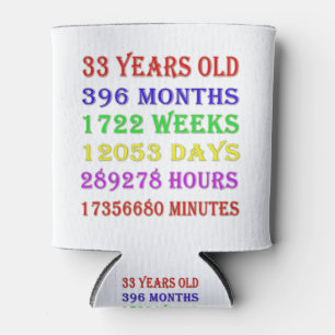 33rd Birthday Milestones Can Cooler