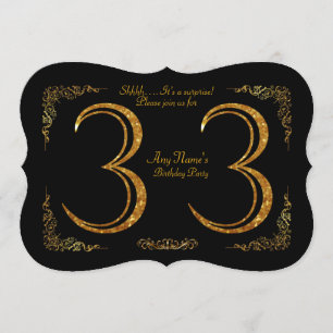 33rd,Birthday party 33rd,great Gatsby,black & gold Invitation