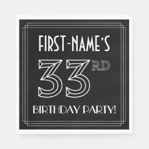 33rd Birthday Party: Art Deco Style + Custom Name Napkin