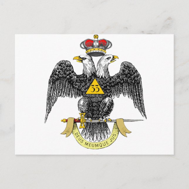 33rd Degree Scottish Rite Black Eagle Postcard (Front)