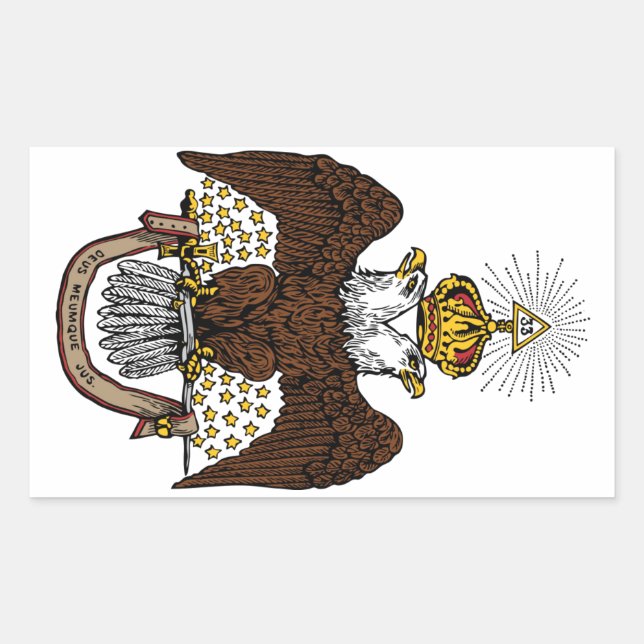 33rd Degree Scottish Rite Brown Eagle Rectangular Sticker (Front)