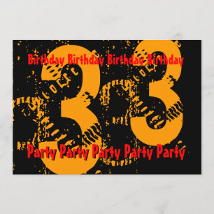 33rd Gold Red Black Birthday PartyTemplate Invitation