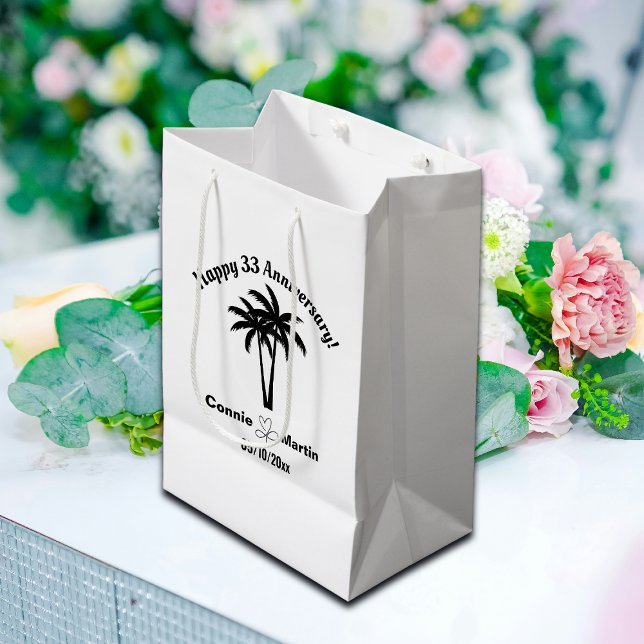 33rd Wedding Anniversary Palm Trees Medium Gift Bag (Creator Uploaded)