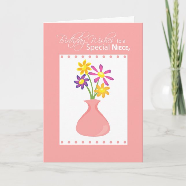 3414 Niece Birthday Flowers, Religious Card (Front)