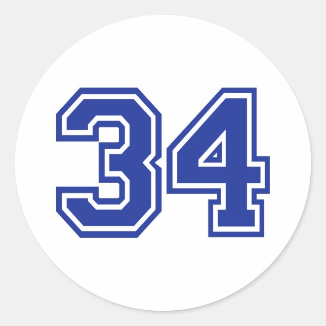 34 - number classic round sticker (Front)