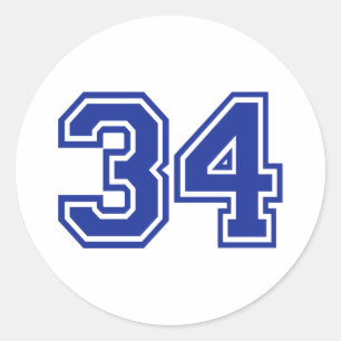 34 - number classic round sticker