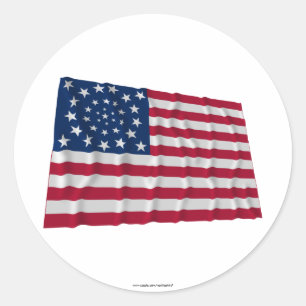 34-star flag, Wreath pattern, outliers Classic Round Sticker