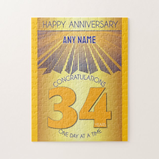 34 Year | AA 12 Step Anniversary Personalised Jigsaw Puzzle (Vertical)