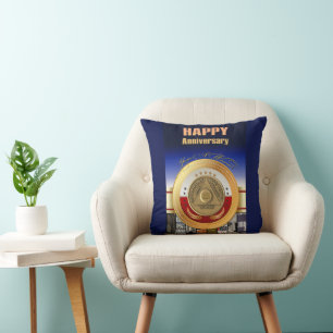 34 Year CUSTOM NAME Sober Anniversary Coin Award Cushion
