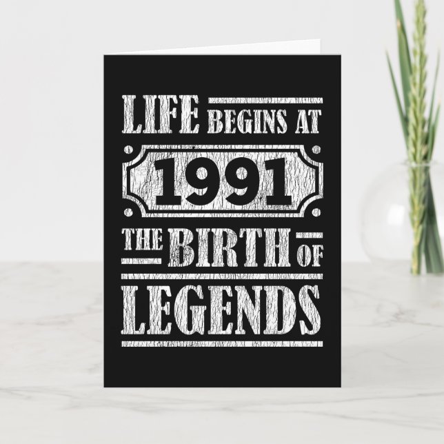 34 Year Old 1991 Birth Of Legend 34th Birthday Card (Front)