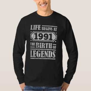 34 Year Old 1991 Birth Of Legend 34th Birthday T-Shirt