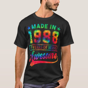 34 Year Old 34th Birthday Gift Tie Dye Awesome Sin T-Shirt