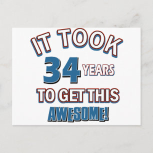 34 year old birthday designs postcard