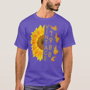 34 Year Old Vintage 1988 Sunflower Butterfly 34th  T-Shirt