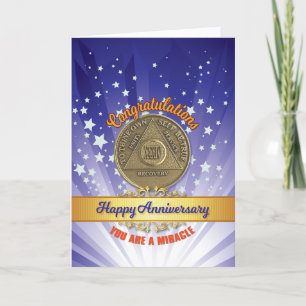34 Year Recovery Coin Anniversary You're A Miracle Card